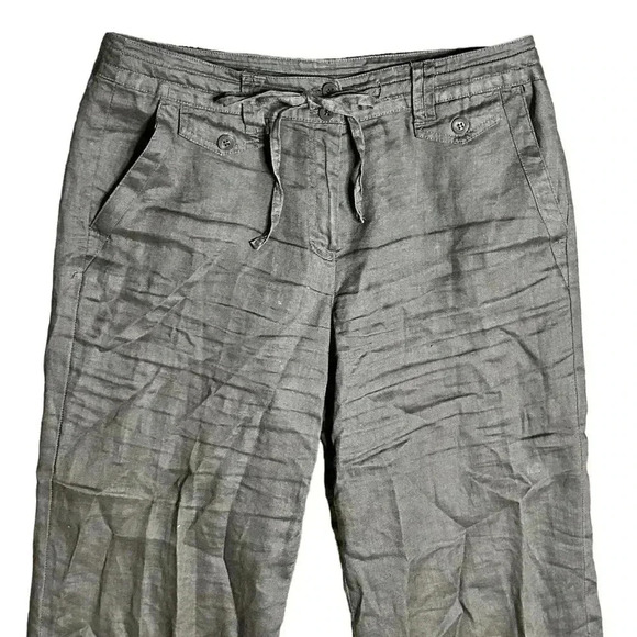 Sandro Womens Taupe Gray Linen Casual Wide Leg Pants Size 8 - Picture 2 of 6